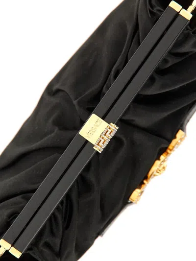 Shop Versace Clutch With Medusa Plaque In Black