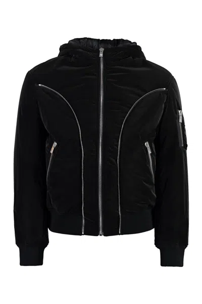 Versace Men's Hooded Nylon Jacket In Black