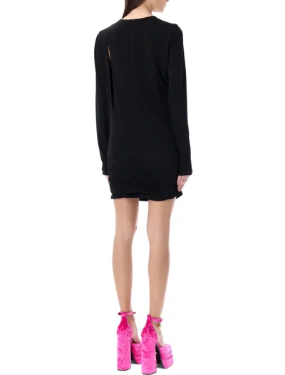 Shop Versace Slashed Mini Dress In Black