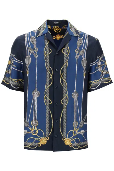 Shop Versace Nautical Bowling Shirt In Blue