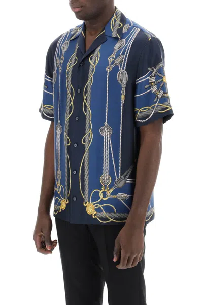 Shop Versace Nautical Bowling Shirt In Blue