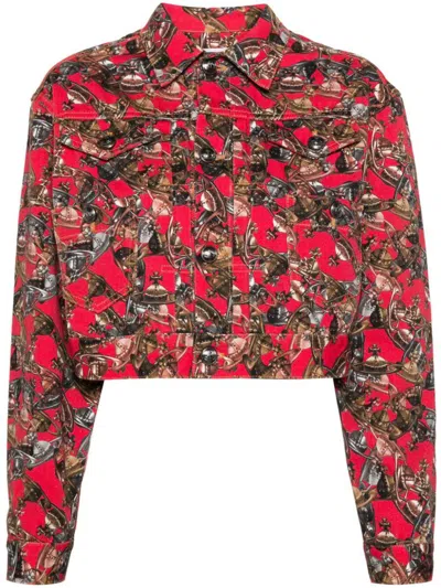 Shop Vivienne Westwood Marlene Orb Crop Jacket Clothing In Red