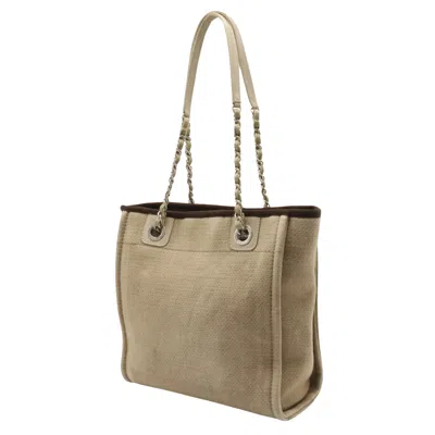 Pre-owned Chanel Deauville Camel Canvas Tote Bag ()