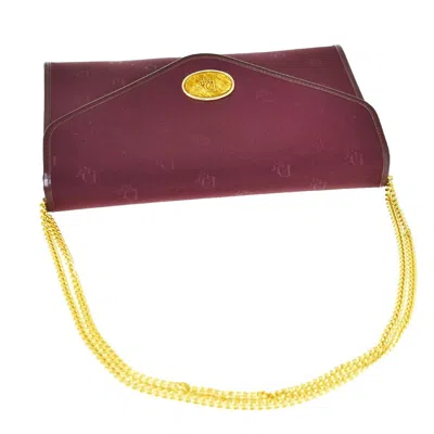 Shop Dior Oblique Burgundy Canvas Shoulder Bag ()