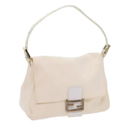 Shop Fendi Mamma Baguette White Synthetic Shoulder Bag ()
