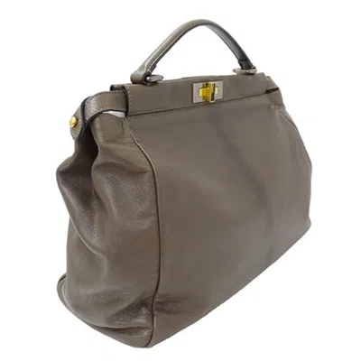 Shop Fendi Peekaboo Brown Leather Shoulder Bag ()