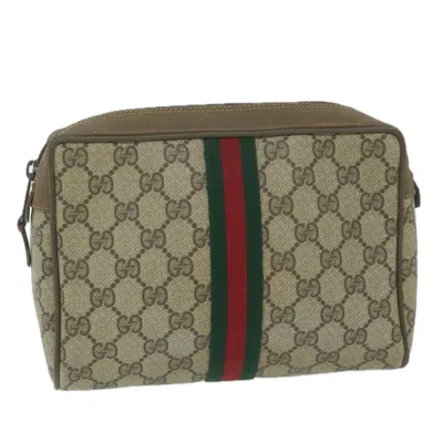 Shop Gucci Ophidia Beige Canvas Clutch Bag ()