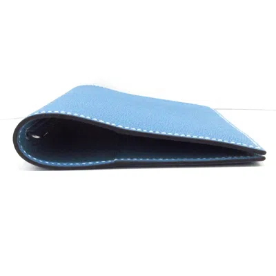 Shop Hermes Hermès Agenda Cover Blue Leather Wallet  ()