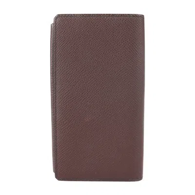 Shop Hermes Hermès Brown Leather Wallet  ()