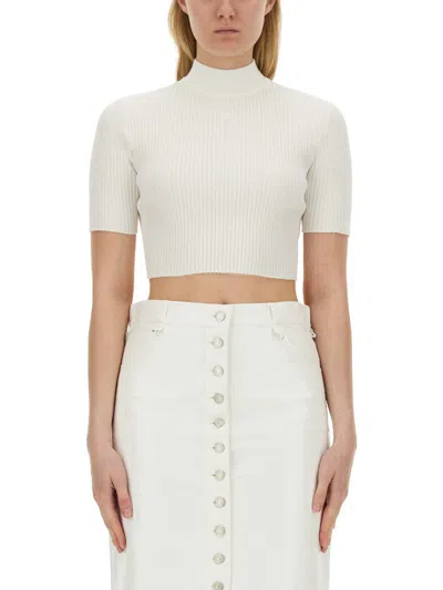 Shop Courrèges Top Cropped In White
