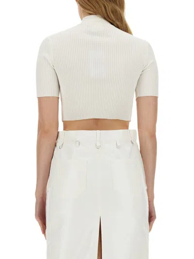 Shop Courrèges Top Cropped In White