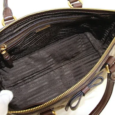 Shop Prada Khaki Canvas Shoulder Bag ()