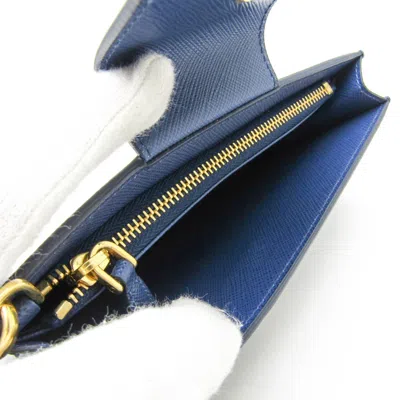 Shop Prada Saffiano Navy Leather Clutch Bag ()