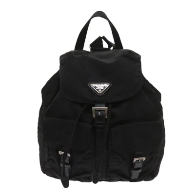 Shop Prada Tessuto Black Synthetic Backpack Bag ()