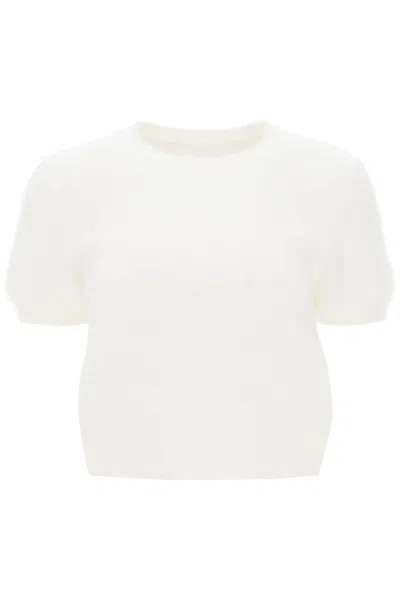 Shop Maison Margiela Angora Wool Short Sleeved Top In White