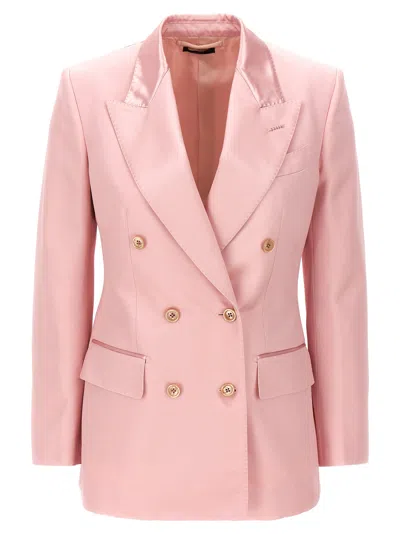 Shop Tom Ford Double-breasted Blazer Blazer And Suits In Pink