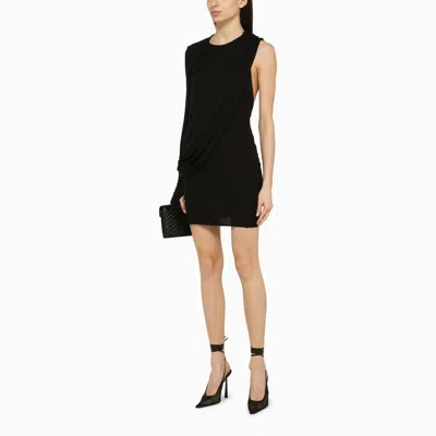 Shop Andreädamo Andreādamo Black Viscose One Shoulder Dress With Drape