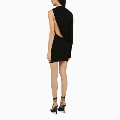 Shop Andreädamo Andreādamo Black Viscose One Shoulder Dress With Drape