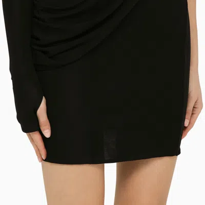 Andreädamo Andreadamo  Black Viscose One-shoulder Dress With Drape