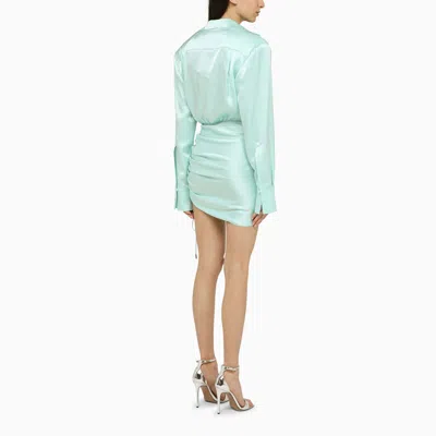 Shop David Koma Aqua Green Wool Mini Dress