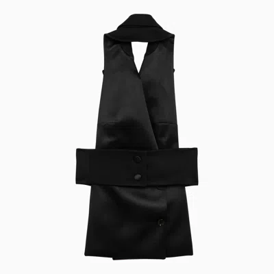 Shop Dolce & Gabbana Dolce&gabbana Black Double Breasted Waistcoat In Wool Gabardine