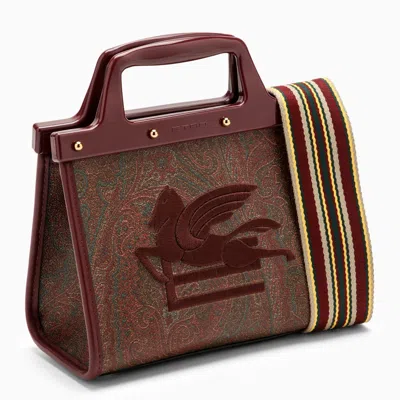 Shop Etro Love Trotter Small Burgundy Bag With Jacquard Pattern