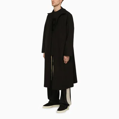 Shop Fear Of God Black Wool Trench Coat With High Collar