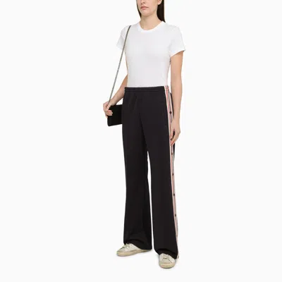 Shop Golden Goose Dark Blue Sports Trousers With Side Band