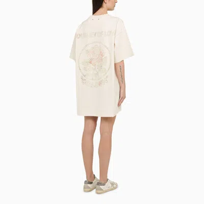 Shop Golden Goose White T Shirt Dress With Multicoloured Cotton Print