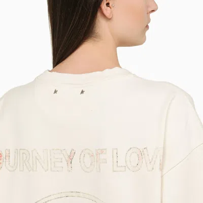 Shop Golden Goose White T Shirt Dress With Multicoloured Cotton Print