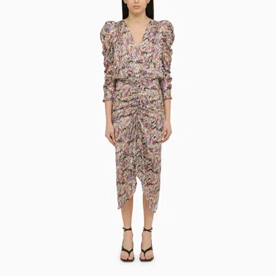 Shop Isabel Marant Multicoloured Silk Blend Midi Dress With Draping