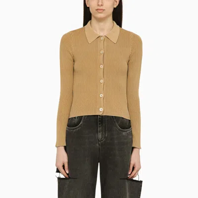 Our Legacy Sand-coloured Ribbed Cotton Cardigan