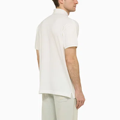 Palm Angels White Polo Shirt With Classic Collar And Logo On The Front