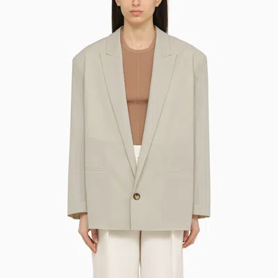 Shop Philosophy Light Grey Single Breasted Jacket In Wool Blend
