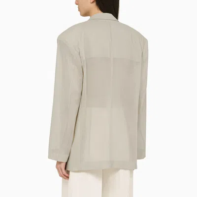 Shop Philosophy Light Grey Single Breasted Jacket In Wool Blend
