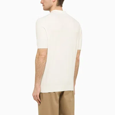 Shop Tagliatore White Silk And Cotton Polo Shirt