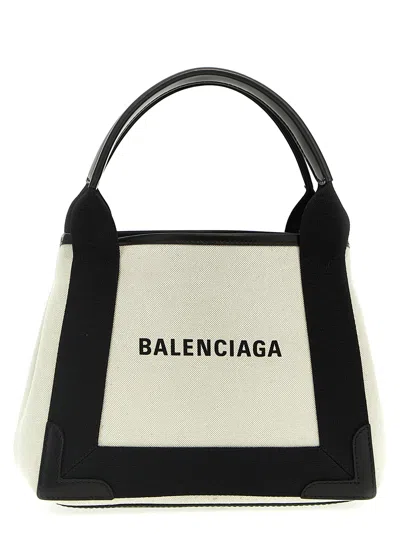 Shop Balenciaga Cabas Xs Hand Bags White/black