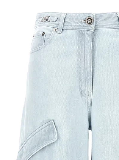Shop Versace Cargo Jeans Light Blue