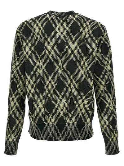 Shop Burberry Check Ruffled Mesh Sweater, Cardigans Green