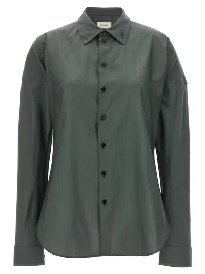 Shop Lemaire Fitted Band Collar Shirt, Blouse Gray