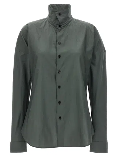 Shop Lemaire Fitted Band Collar Shirt, Blouse Gray