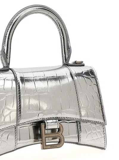 Shop Balenciaga Hourglass Xs Hand Bags Silver