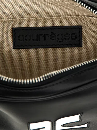 Shop Courrèges Slim Leather Camera Bag Shoulder Bags Black