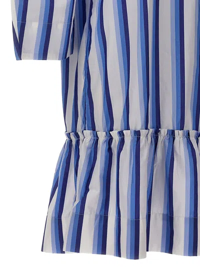 Shop Ganni Striped Chemisier Dress Dresses Light Blue