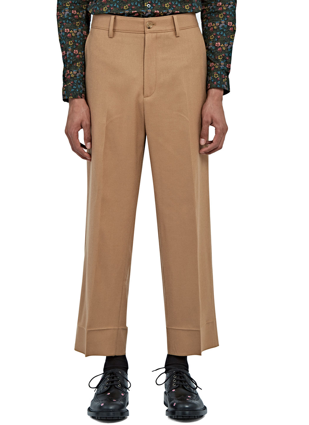 Gucci Men's Straight Leg Wool Flannel Pants In Beige | ModeSens