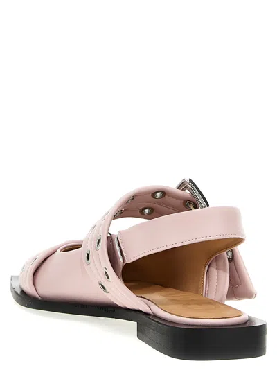 Shop Ganni Wide Belt Buckle Flat Shoes Pink