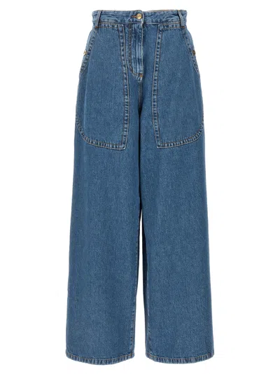 Shop Etro Wide Leg Jeans Blue