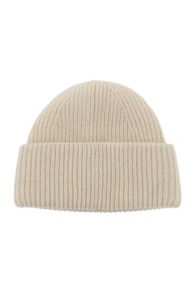 Shop Acne Studios Ribbed Wool Beanie Hat With Cuff Women In Cream