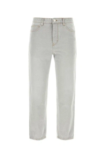 Shop Ami Alexandre Mattiussi Ami Man Light Grey Denim Jeans In Gray