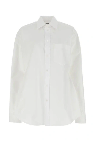 Shop Balenciaga Woman White Poplin Hourglass Shirt